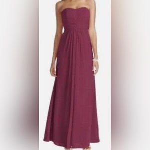 David's Bridal Bridesmaid Chiffon Dress Wine Style F15555 Women Size 10 NWT